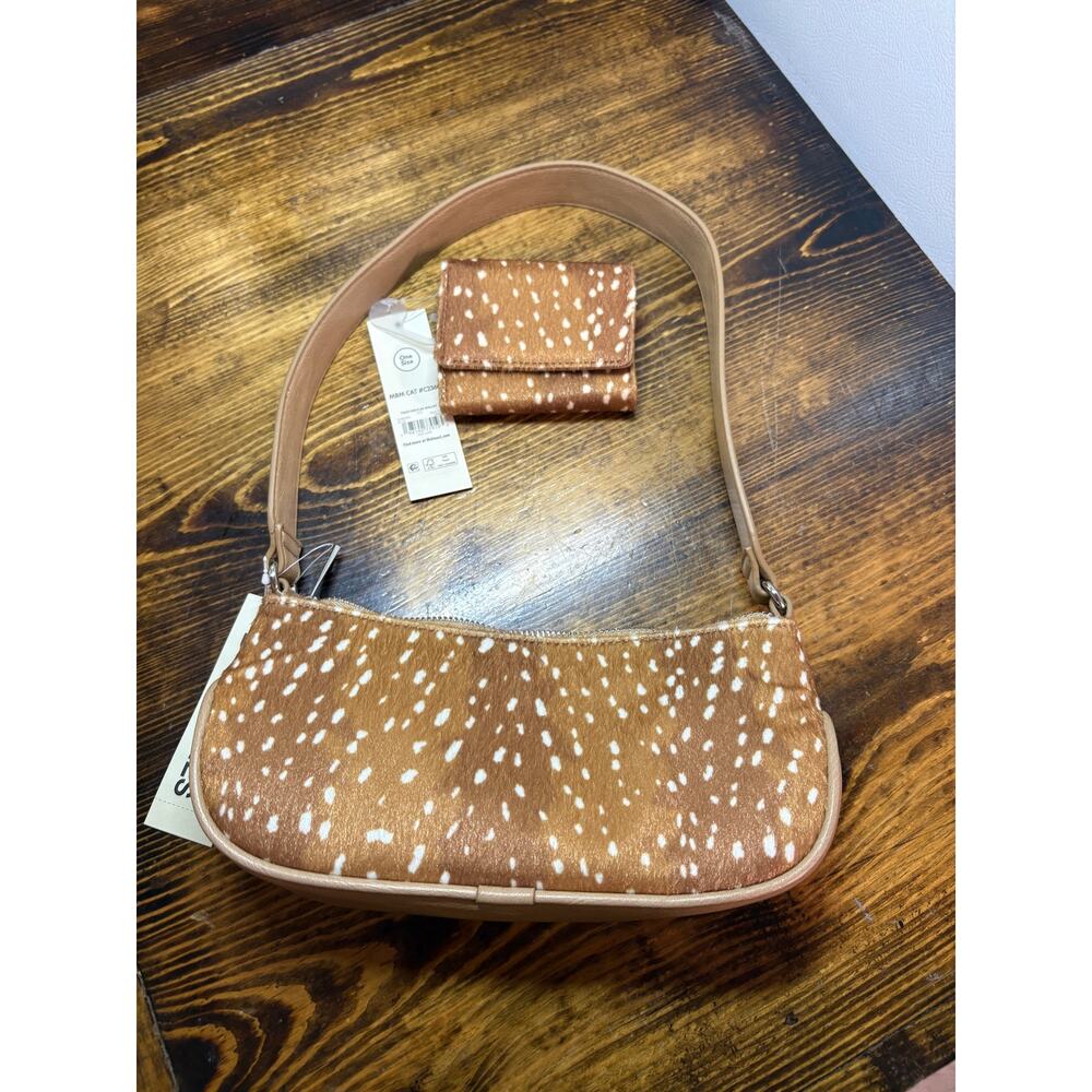 No Boundaries Doe Faux Leather Moto Shoulder Bag Andβ Matching Wallet